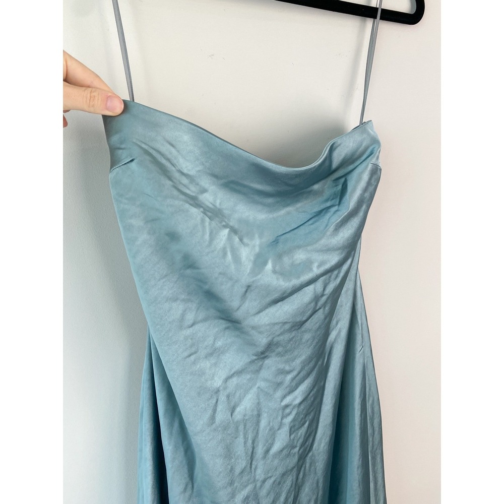 NWT Free People X Third Form Satin Tie Back Strapless Midi Dress 6 Blue Wave - Picture 4 of 13